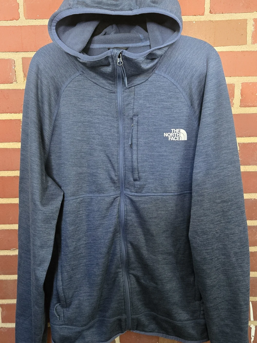 The North Face Full Zip Hooded Fleece Jacket Men's Large Blue Performance